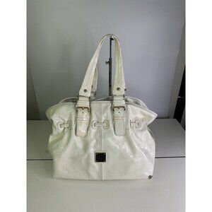 Dooney Bourke Chiara White  Patent Leather Drawstring Shopper Handbag